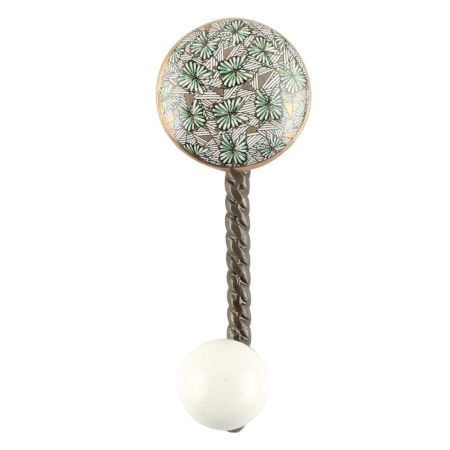 Green Ceramic Iron Wall Hook in Antique Fitting